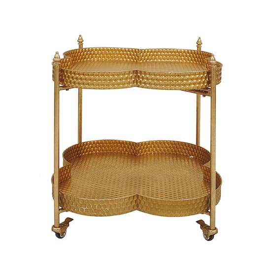 Hello Honey® 28.5" 2-Tier Clover Shaped Metal Bar Cart on Caster Wheels